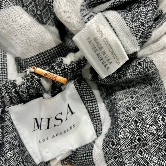 MISA LOS ANGELES TOP GRAY WHITE KLEA STRIPES RUFFLES ONE SHOULDER CHIC Sz S - Picture 8 of 10